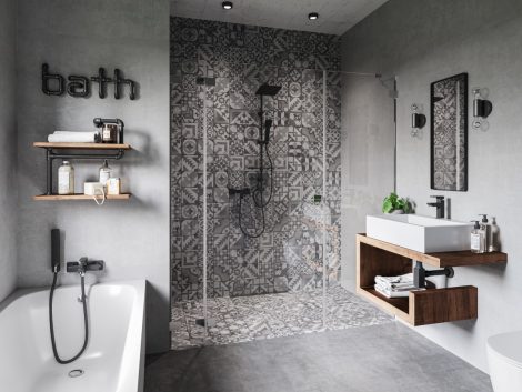 Łazienka z mozaiką w stylu loft