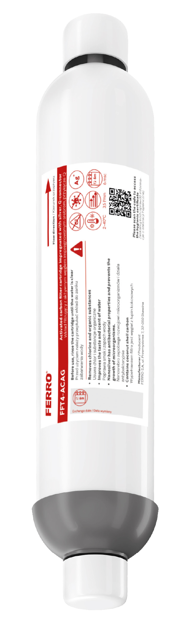 Wkład filtrujący z aktywnym węglem impregnowanym srebrem, przyłącze Q