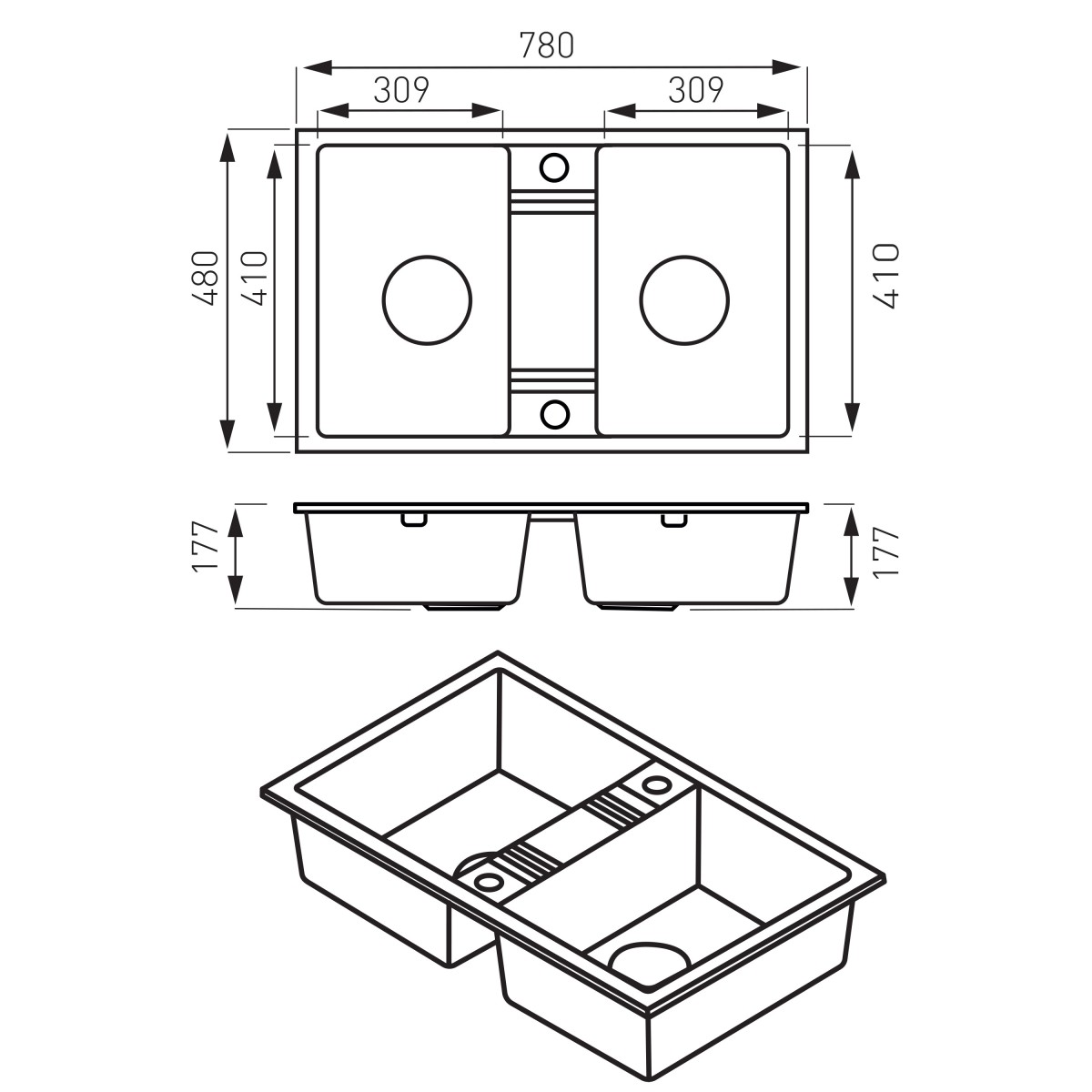 Granite sink set: DRGM48/78HA + kitchen mixer BZA4B