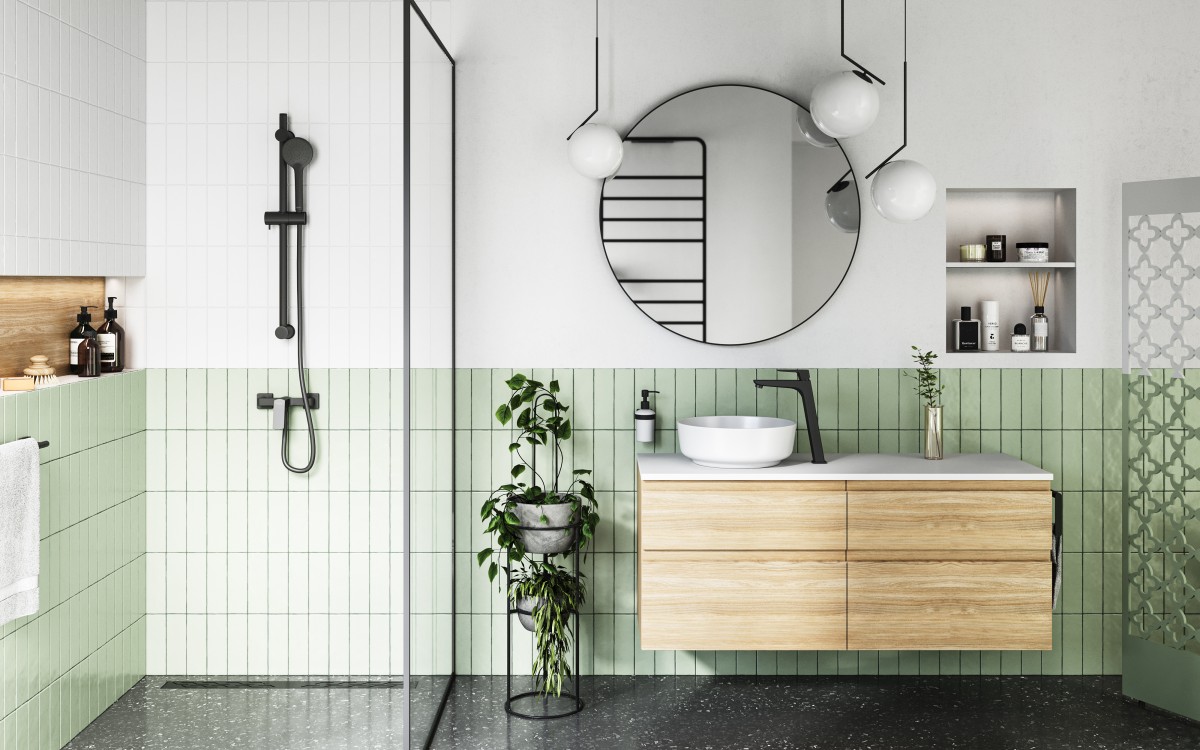 VITTO BLACK VERDELINE, Bateria natryskowa ścienna