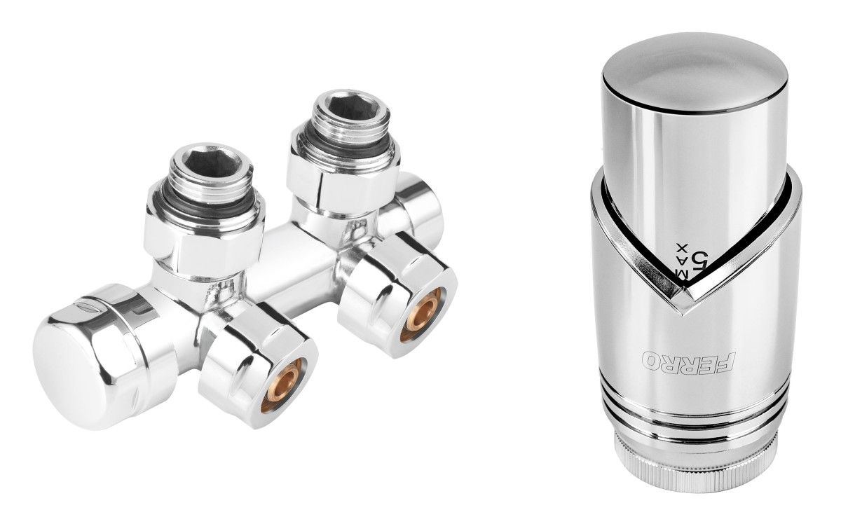 Dekoracyjny zestaw termostatyczny zespolony, kątowy